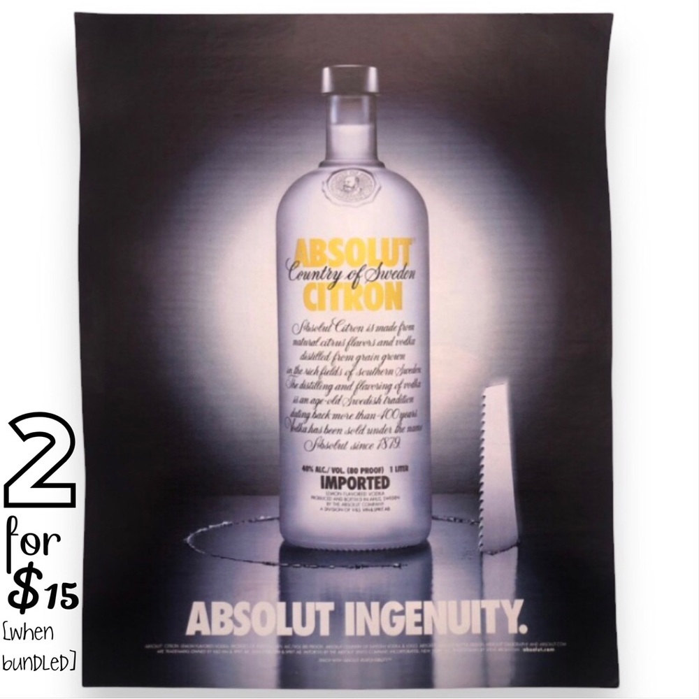 🟢[Absolut Vodka] ABSOLUT INGENUITY Original 2003 Vintage Magazine Advertisement
